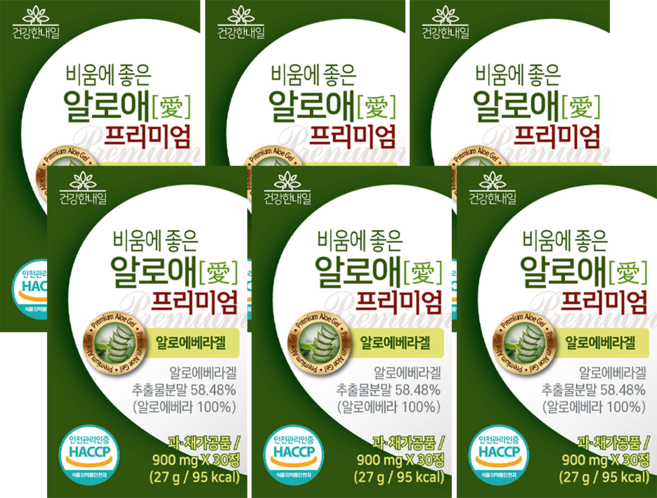 비움에좋은 알로애 알로에 장건강 식이섬유 배변활동, 30정, 6개