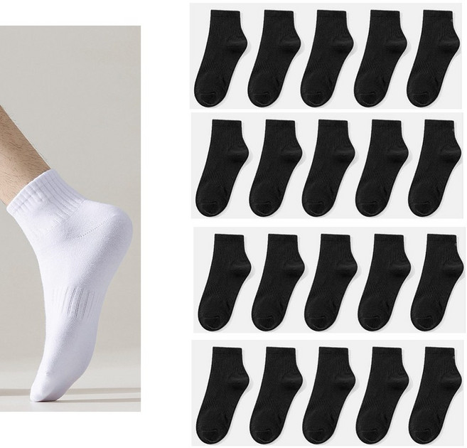 JLVJ 남녀 공용 무지 양말 통기 땀흡수 방취 사계절용 일회용 세탁 가능 양말 20P