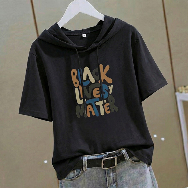 프리티클라라 여성 오버핏 후드 반팔 티셔츠 박시티 ht-01