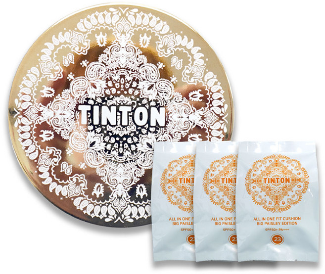 틴톤 대왕 볼륨쿠션 올인원 핏쿠션 빅 페이즐리 에디션 본품1개+리필x3개22g, 대왕 볼륨쿠션 23호본품+리필x3개(케이스랜덤)), 1개, 22g, 대왕 볼륨쿠션 23호본품+리필x3개 (케이스랜덤)