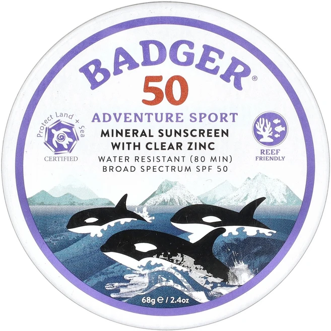 Badger 어드벤처 스포츠 미네랄 자외선 차단제 순수 아연 함유 SPF 50 무향 68g(2.4oz) Badger (뱃저), Badger, 어드벤처 스포츠, 미네랄 자외선 차단제,, 1개 - 쿠팡