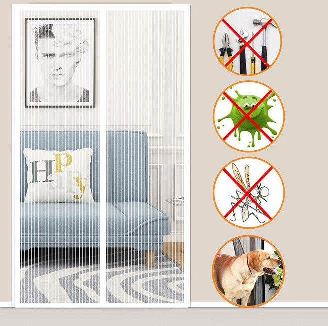 고급 자석 현관문 방문 커튼형모기장 자석식 방충망 방충망, 1, 흰색A, 흰색A