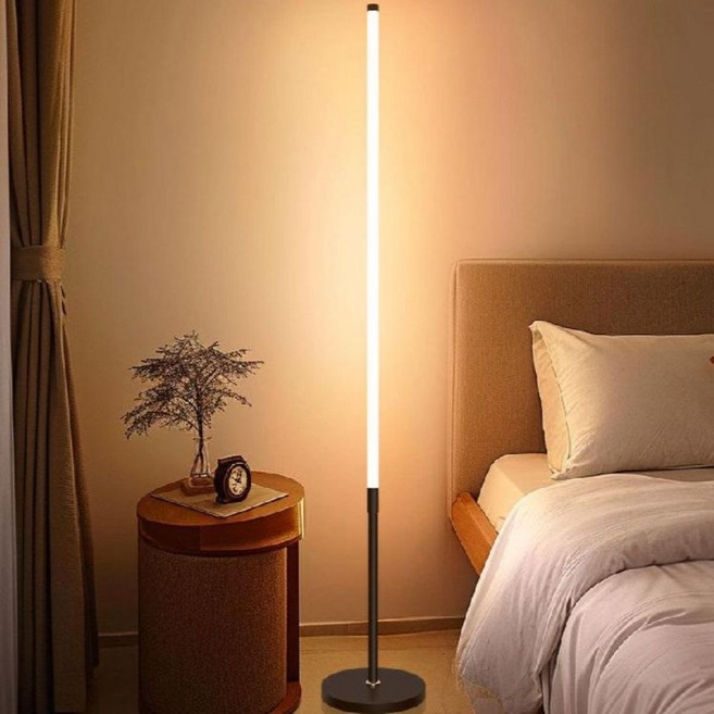 led스탠드 슬림 장스탠드 조명 북유럽 스탠드 led 인테리어 키큰 따뜻한, 160CM 블랙 18W 웜 라이트