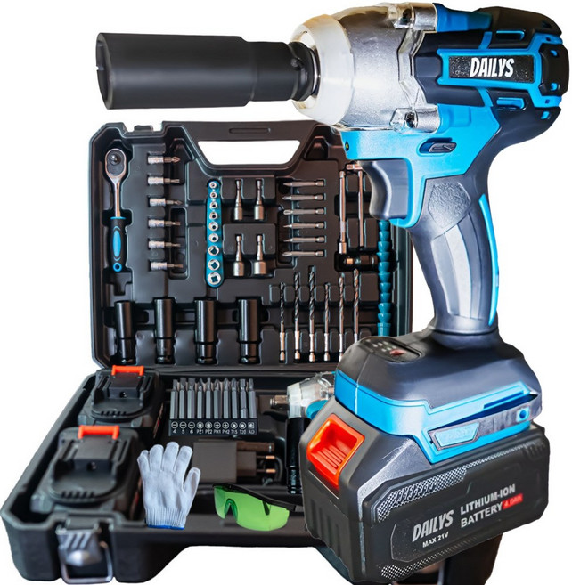 데일리공식 21V 고출력 무선 전동 임팩드릴 충전 임팩 렌치 드라이버 풀세트, 1개
