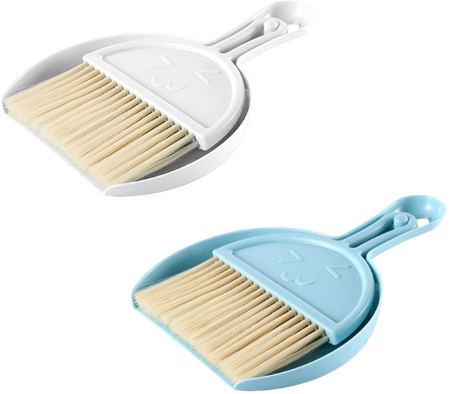 미니 걸이형 빗자루 쓰레받기 세트, 블루+화이트, 1개