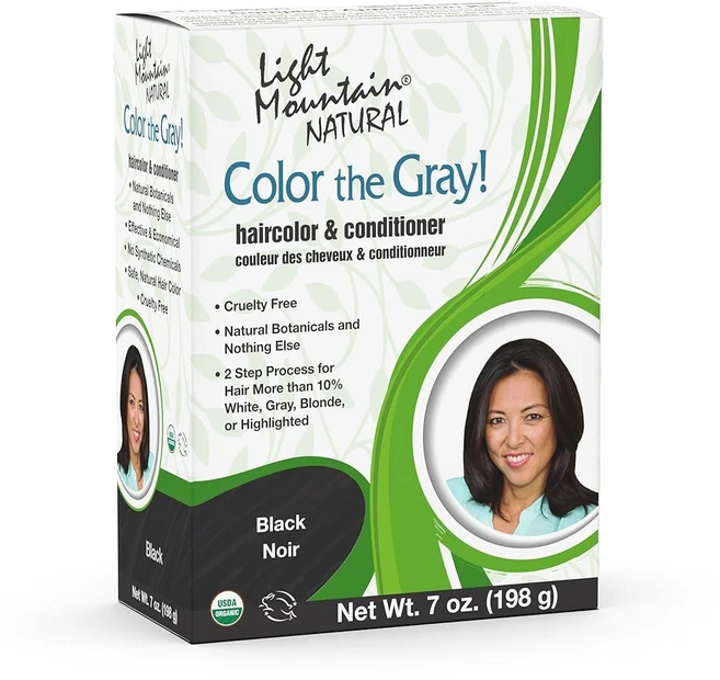 Light Mountain Henna 헤어 컬러 & 컨디셔너 더 그레이 - 남성/여성용 블랙 염료 흰색 회색 금발 또는 하이라이트 모발용 화학 물질 프리 반영구 컬러 - 쿠팡