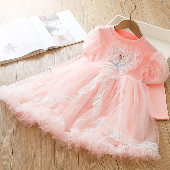 GOYES 캐릭터 어린이 겨울왕국 엘사 공주 원피스 긴팔 여아 코디 선물