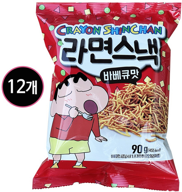 대형마트 짱구 라면스낵 바베큐맛, 90g, 12개