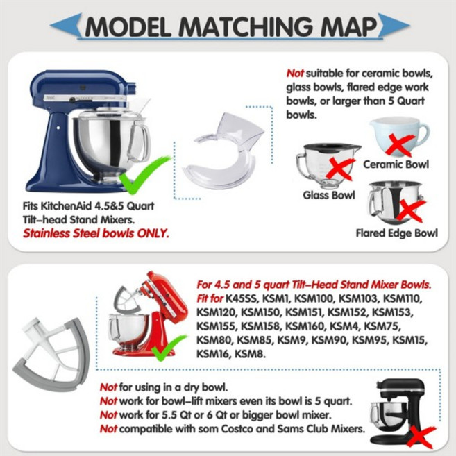 Kitchenaid 4.5 5쿼트 틸트 헤드 스탠드 믹서용 부착물 플렉스 에지 비터