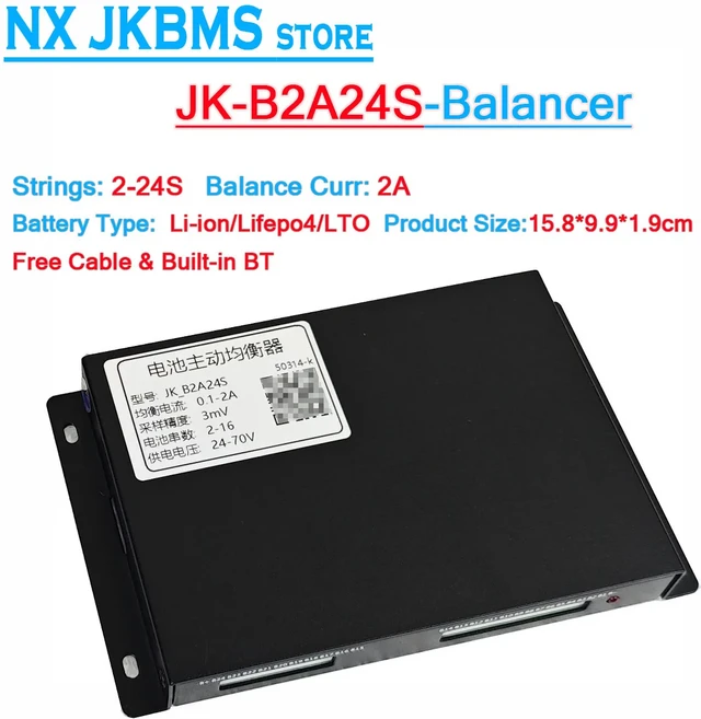 8s 16s 24S JK 이퀄라이저 밸런서 B2A16S Lifepo4 48v 2a 10a BMS 셀 Nmc 스마트 NX DZ11 BT, 09 JK-B2A24S