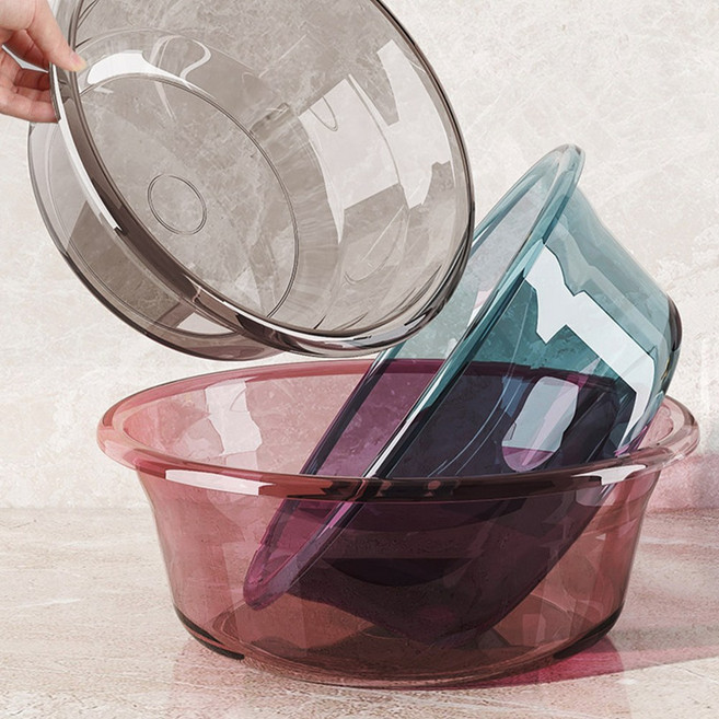 플라스틱 원형 투명 세숫대야 세면대야 손빨래 설거지통 세수대야 다라이, 소형, 1개, 블루