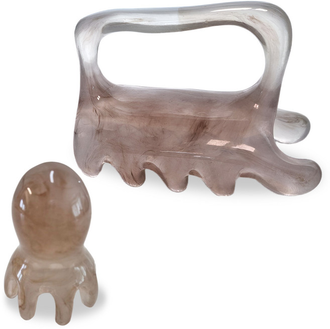 팡팡나래 바디 두피 얼굴 지압 수지 괄사, 라이트그레이, 2개