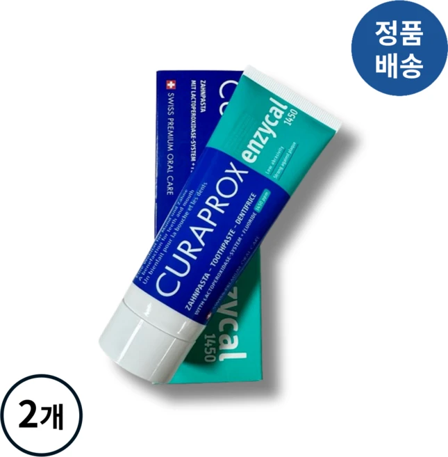 큐라덴 큐라프록스 엔자이칼 치약 1450 I 고불소 충치예방 효소치약 구취 치태제거 구강청결증정 자연효소 멘톨무첨가!!+++, 75ml, 2개 - 쿠팡