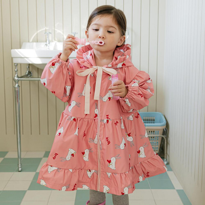 원라인 유아 아기 우비 아동 어린이 비옷 레인코트