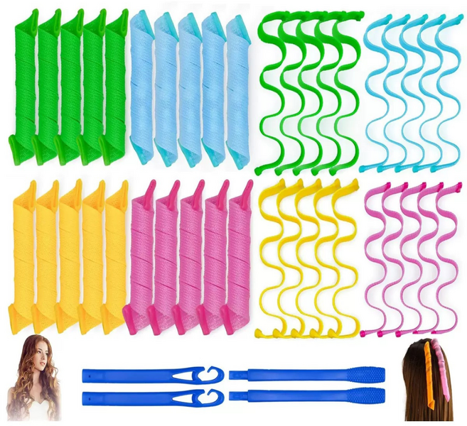 螺旋捲髮器 造型捲髮工具, 1套, 螺旋波浪15公分18個