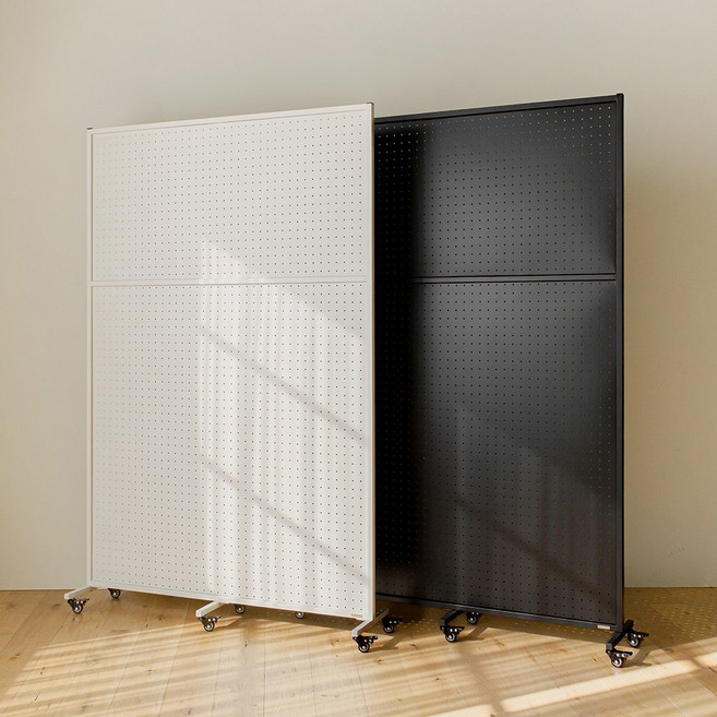 틴우드 타공판 철제 이동식 파티션 1200 스탠드 세트 (1200x1800), 블랙