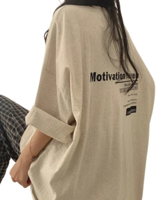 라온투유 빅사이즈 레터링 박시핏 라운드 반팔 롱티