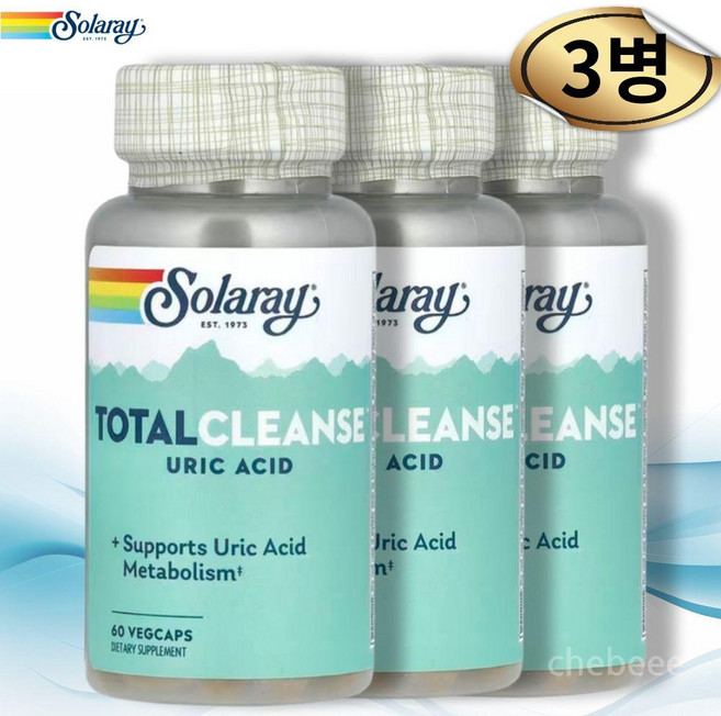 솔라레이 토탈클렌즈 요산 비타민C 브로멜라인 타트체리 60캡슐 3병 퀘르세틴 강황 샐러리, 60정