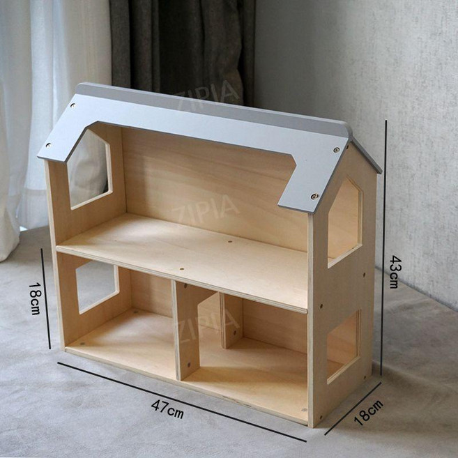 ZIPIA 원목 인형의 집 돌하우스 하우스 놀이 인형 가구, M. 미디엄인형실