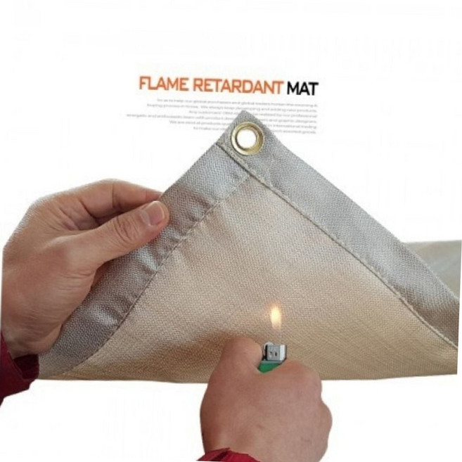 캠핑 난로 화로 받침대 방염매트 460x350 베이지 S, 1개