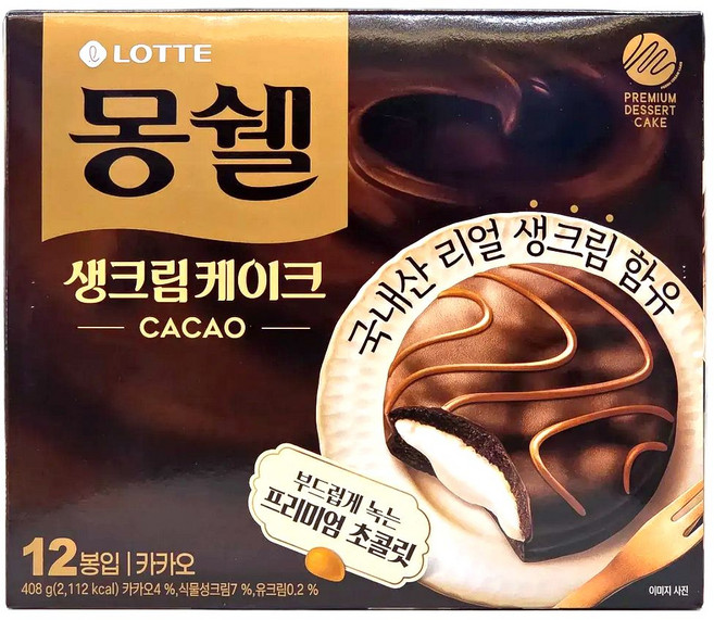 몽쉘 생크림케이크 카카오, 408g, 1개