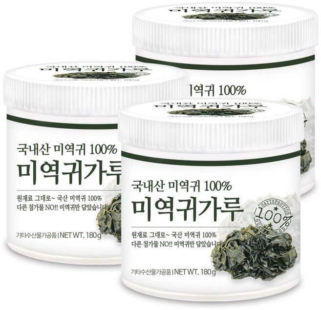 푸른들판 말린 미역귀 분말 가루 국산 100%, 180g, 3개