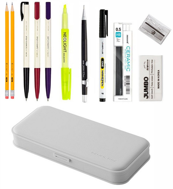 HB문화사 펜슬박스 필기구박스 동아 Speedy 오피스 문구세트 HBD-S12, 그레이(GREY)