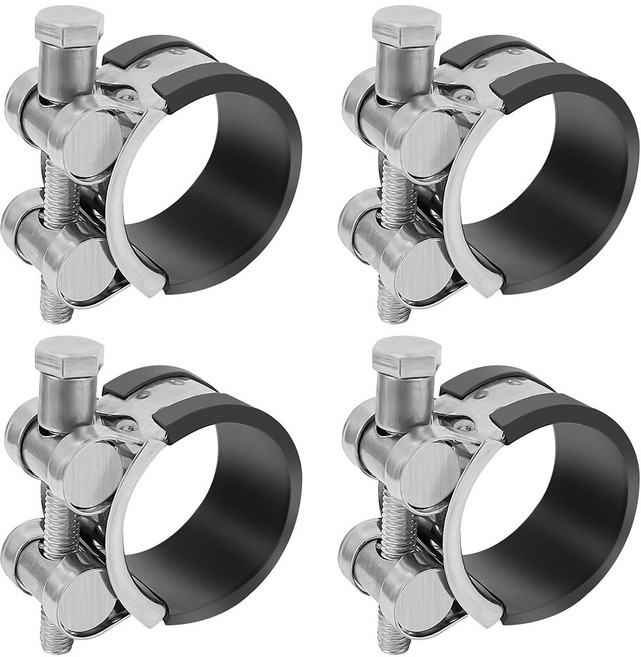 4개의 스테인리스 스틸 만능 관절 볼트 클립 32-35mm 관 클립 조정 범위 조정식 금속 관 클립 배기 관 클립 T형 볼트 관 클립 관 클립 클립 클램프
