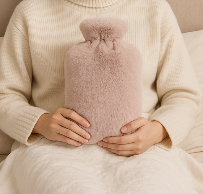 LUCHE 따뜻한 토끼털 극세사 보온 물주머니 1L 냉온수 겸용 찜질팩 핑크, 1개