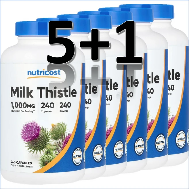 [5+1] 뉴트리코스트 밀크 씨슬 Milk Thistle 1000mg 240캡슐 / 해외직구 미국정품, 6개, 240정 - 쿠팡