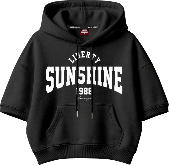 몰토벨리노 SF 썬샤인 여성 오버핏 세미크롭 반팔 후드티