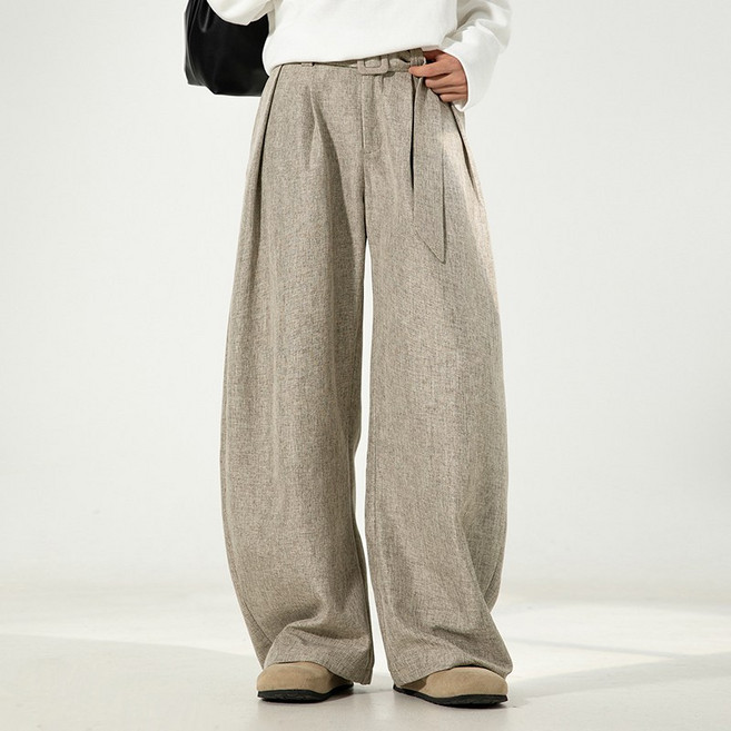 이븐클로젯 남성 핀턱 와이드 벌룬 팬츠 루즈핏 밴딩 슬랙스