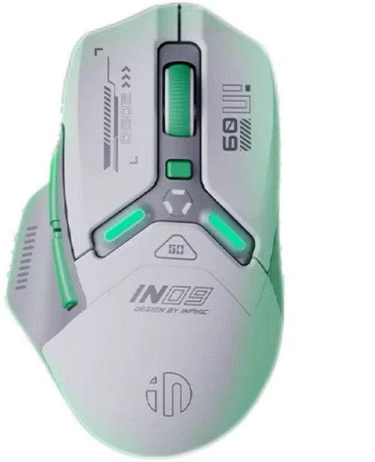 inphic英菲克 IN9星閃三模RGB 12000DPI高精度 無線滑鼠 電競滑鼠, 機甲白, IN9星閃版