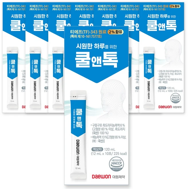 대원 제약 쿨앤톡 시원한 하루를 위한 흑도라지 콜 구증구포 배농축액 생강 특허원료 목편한 목건강, 8개, 120ml - 쿠팡