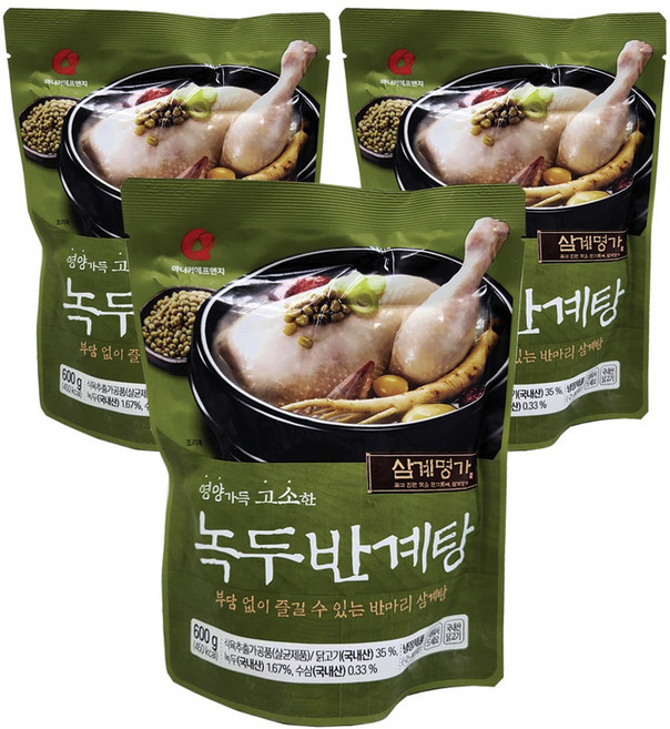 마니커 녹두 반계탕, 600g, 3개