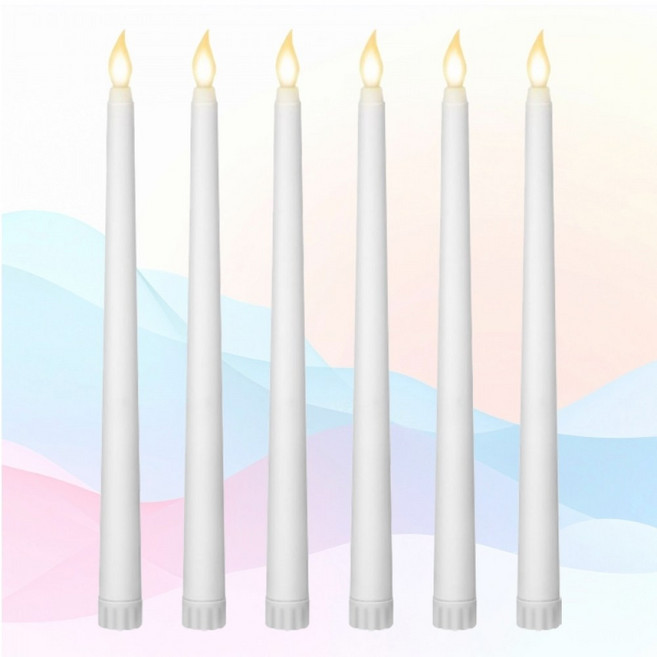 LED 롱 캔들 촛불 꺼지지 않는 전자 양초 티라이트, 화이트