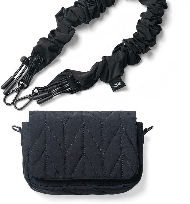 ekax 雲朵Soft 絎縫手機包, 手機包+彈力圈圈手腕繩-石墨黑, 1個