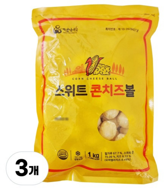 떡안애 스위트 콘치즈볼, 1kg, 3개