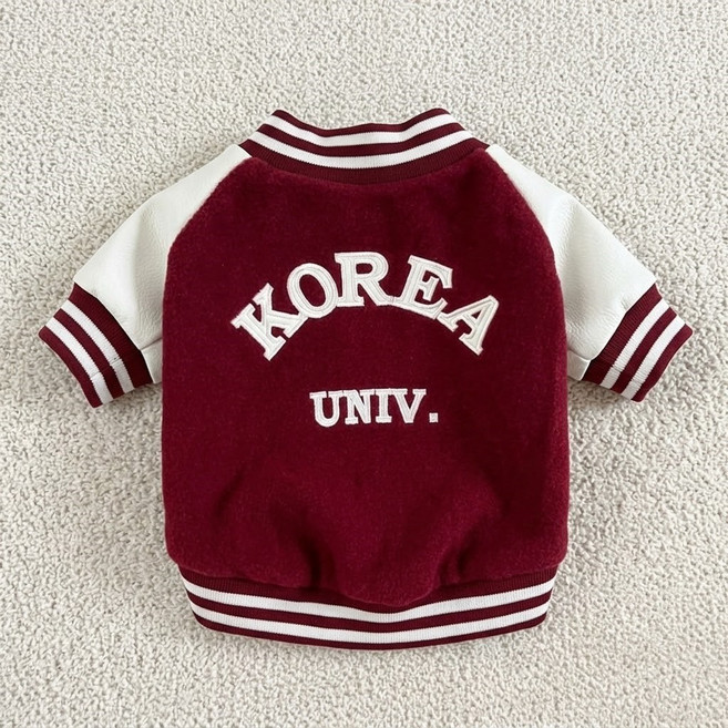 멍담 강아지 고양이 야구잠바 대학잠바 점퍼 명문대 연고대 SKY 과잠, 레드, 1개