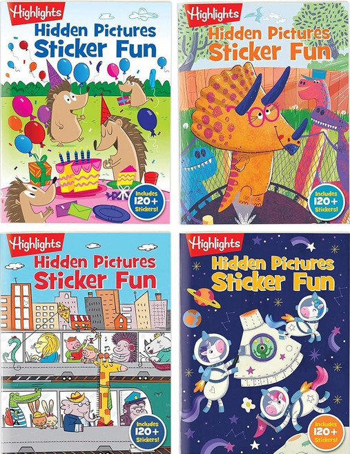 Highlights Hidden Pictures Sticker Fun for Kids Ages 3-6 4-Pack 64 Pages of Seek and Find Sticke, Highlights Hidden Pictures Sti