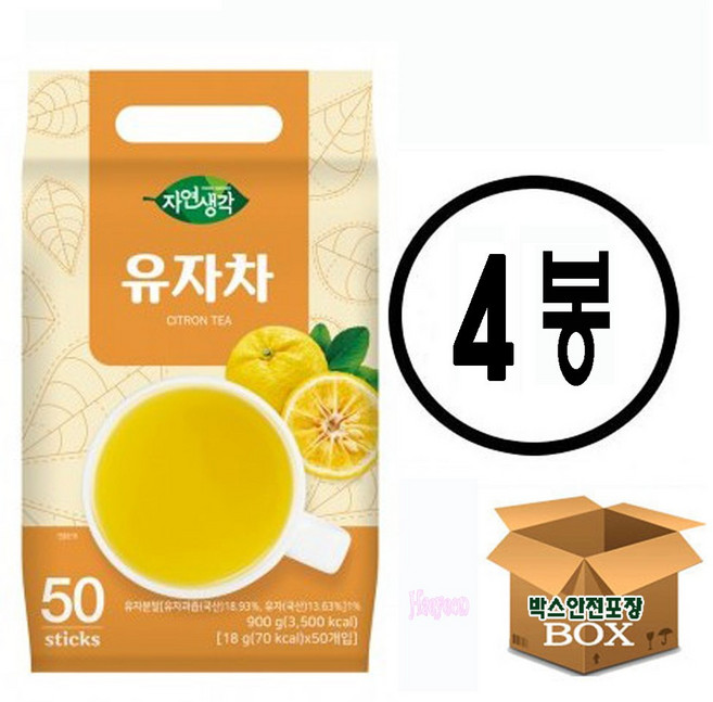 희창 유자차 스틱형 자연생각 유자차, 18g, 50개입, 4개