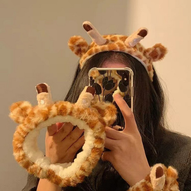 ZMBIRD 2종세트 뽀글이 기린 따뜻한 와이드 세안 헤어밴드 H1679