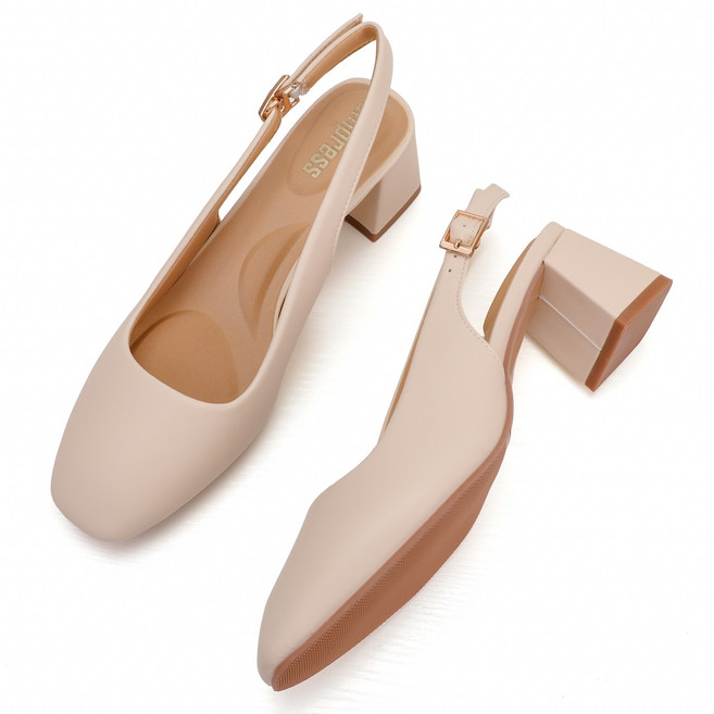 엠프리스 발편한 슬링백 샌들 펌프스 힐 EP-73 베이지 5cm 여름 구두