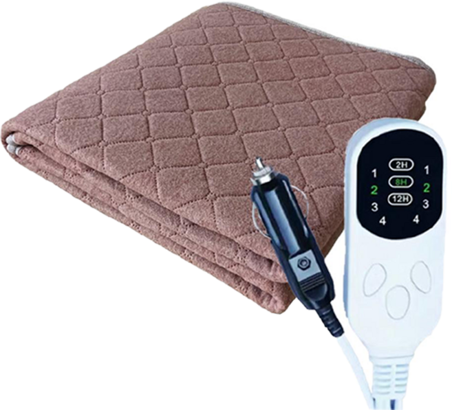 퀵픽스 차량용 전기 담요 12V 차박 실속형 탄소섬유 온열매트 차량용전기전기장판 전기매트, 브라운 180*70