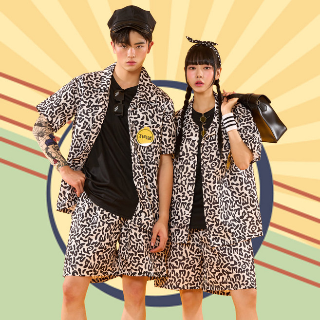 블랙 교련복 반팔반바지 반티세트 졸사컨셉 할로윈 의상