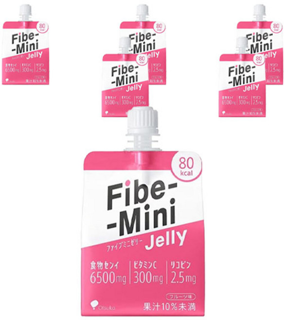 FIBE-MINI 膳食纖維 6500mg 維他命C 300mg 番茄紅素 2.5mg 水果味果凍, 6個, 180g