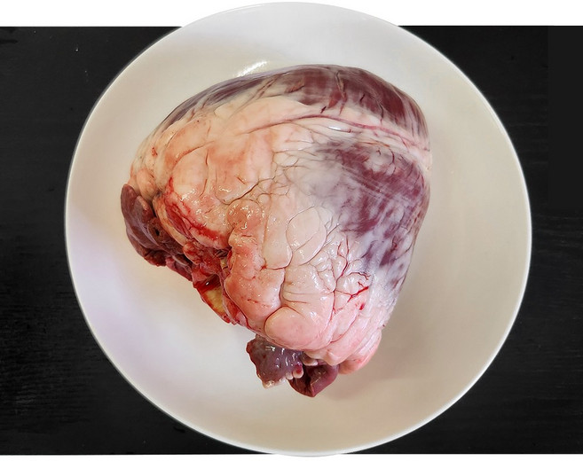 한우 국내산 소염통 반개 손질없는 내장 곱창 대창 구이 요리 꼬치 모듬용 특양, 1개