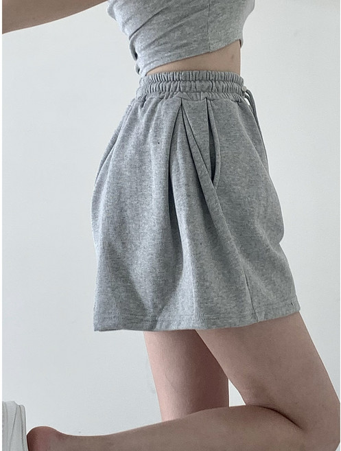 투디 사이드 핀턱 하이웨스트 코튼 플레어 스트링 밴딩 반바지 3컬러