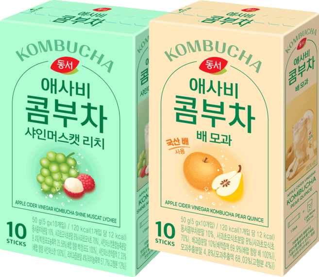 동서 애사비 콤부차 샤인머스캣리치 10T+배모과10T, 5g