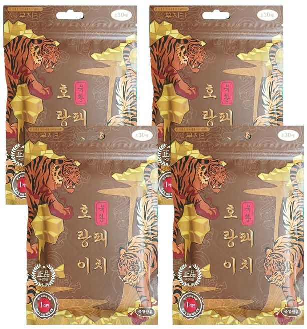 제이에스 붙이는유황 부치카 MSM 유황함유 호랑이패치 티트리향 사각건강패드패드, 4개, 30개입
